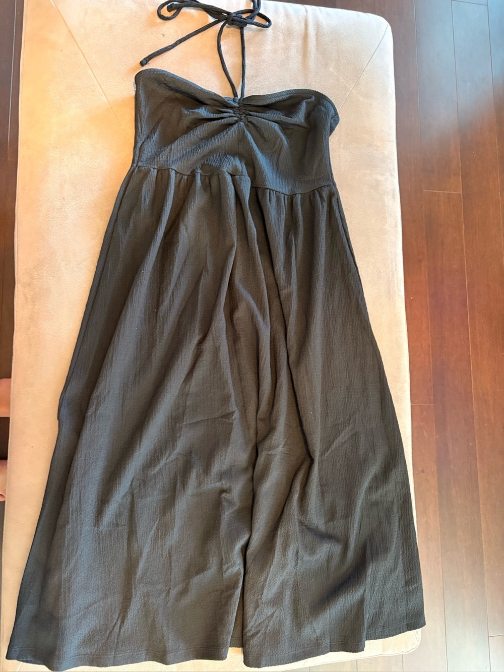 H&M Black Textured Halter Babydoll Dress Size M NWOT